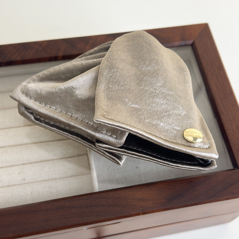 E廠-緞面貝殼三角抓夾純色布藝鯊魚夾高級感通勤盤髮夾子氣質髮飾髮抓「27064」25.06-2