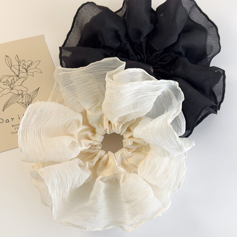 E廠-仙氣超大號花邊大腸髮圈2025新款頭繩髮繩頭花女高級感扎馬尾髮飾「26651」25.06-3