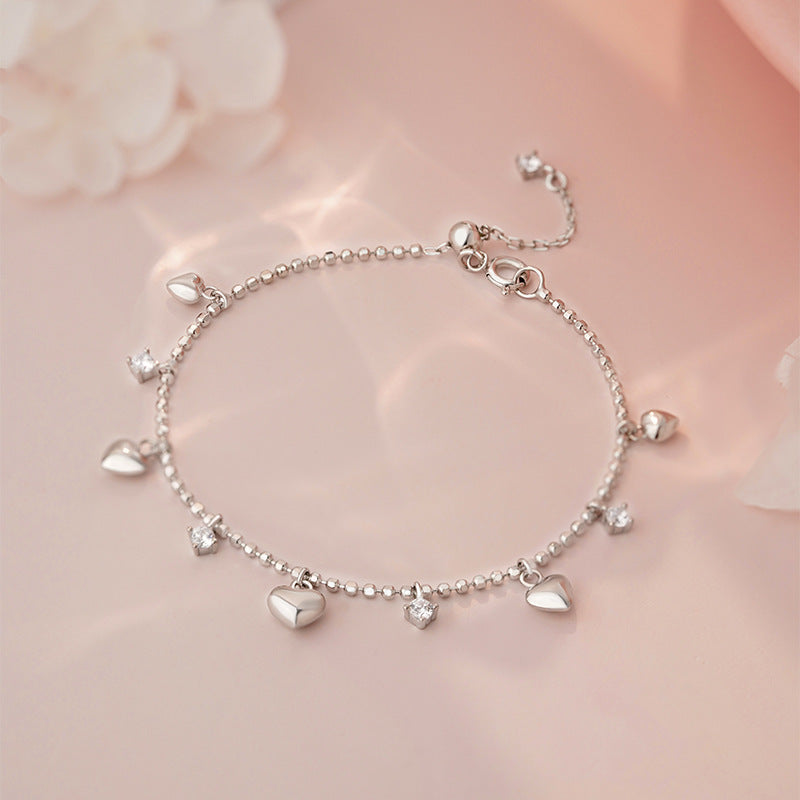 D廠-S925純銀愛心鋯石手鍊小眾韓風氣質文藝少女感清新手飾「YC4582SL_1」25.06-1