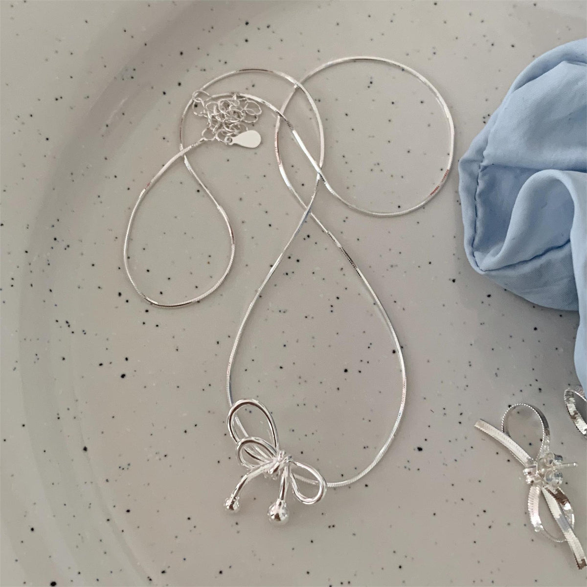 F廠-韓國韓版925純銀蝴蝶結項鍊簡約網紅小紅書氣質甜美項鍊「B1178」25.05-5