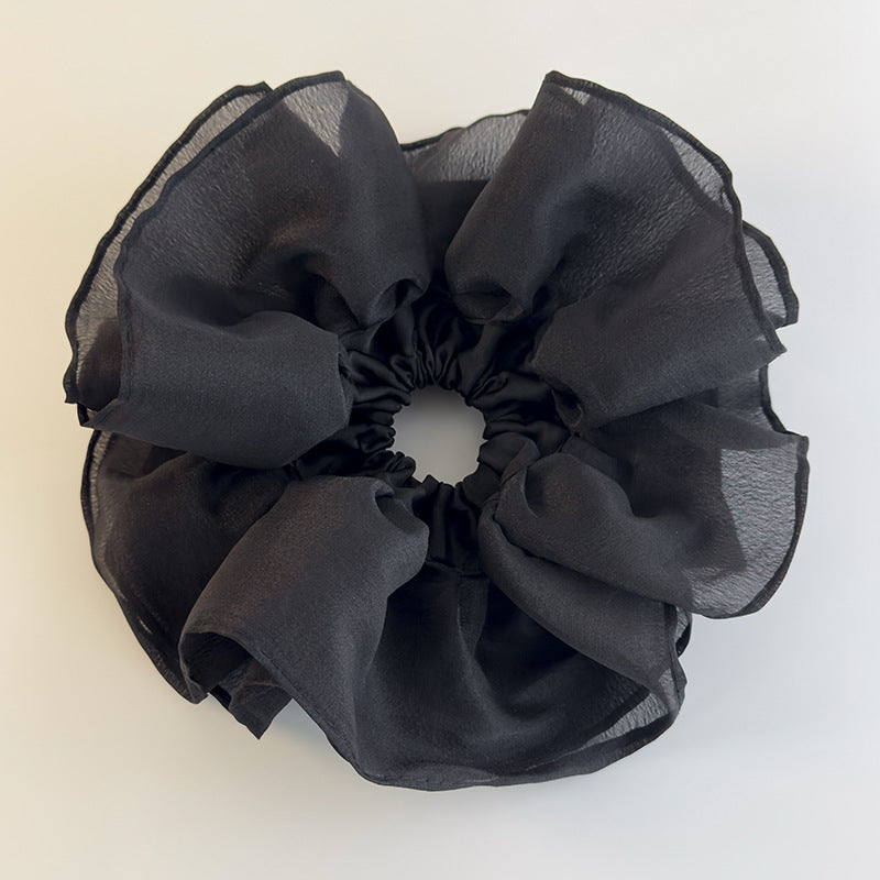 E廠-仙氣超大號花邊大腸髮圈2025新款頭繩髮繩頭花女高級感扎馬尾髮飾「26651」25.06-3