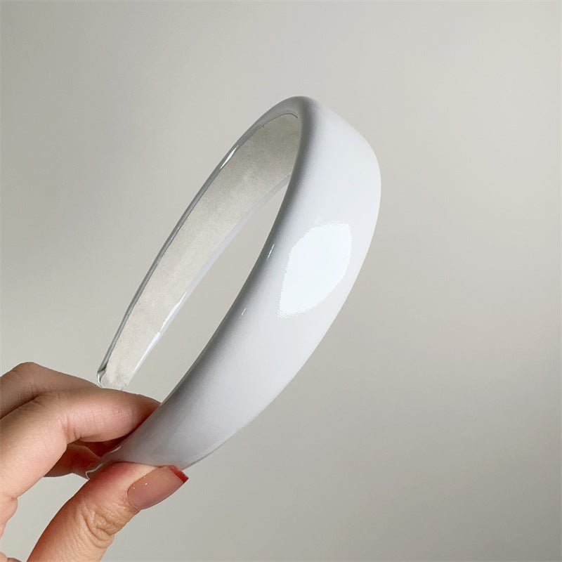 E廠-夏季多巴胺糖果色漆皮亮面皮海綿髮箍PU皮高顱頂純色頭箍髮卡髮飾「27077」25.06-3