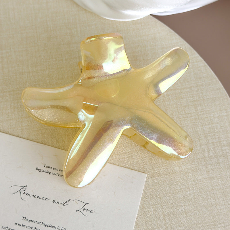 E廠-韓版個性甜美百搭大號彩色海星雞蛋花抓夾度假風簡約花朵鯊魚夾女「27045」25.06-1