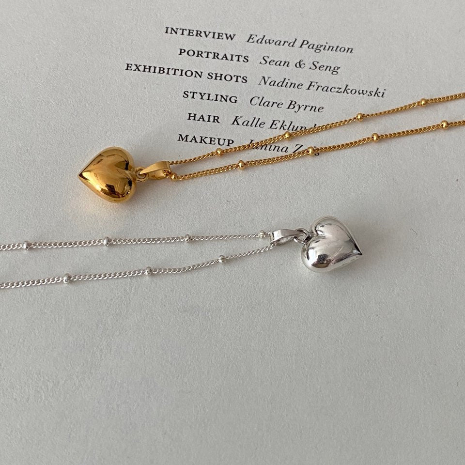 F廠-韓國韓版925純銀愛心珠珠項鍊簡約冷淡風INS小紅書項鍊「B1191」25.09-3