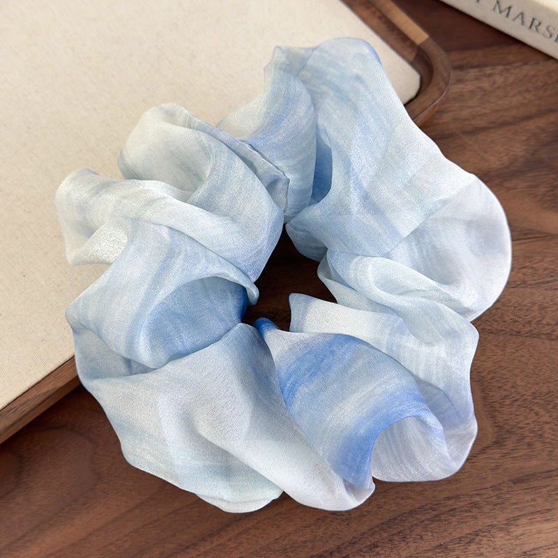 E廠-超仙扎染雪紡大腸髮圈女高級感2025新大號頭繩扎頭髮皮筋髮繩頭飾「26952」25.05-4