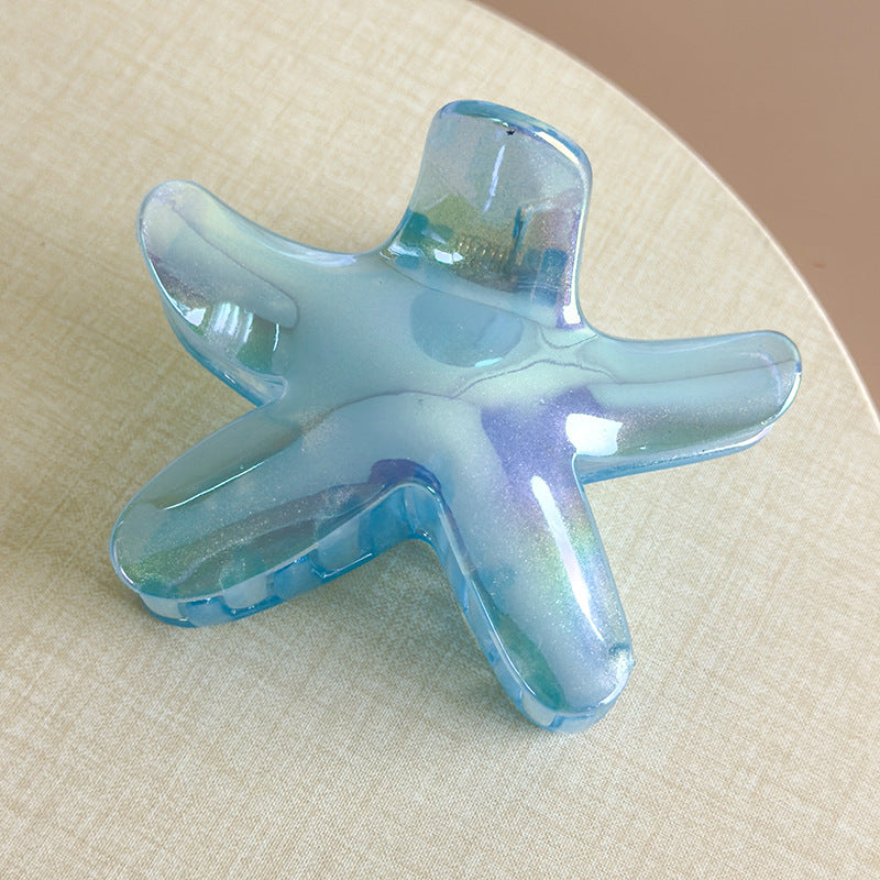 E廠-韓版個性甜美百搭大號彩色海星雞蛋花抓夾度假風簡約花朵鯊魚夾女「27045」25.06-1