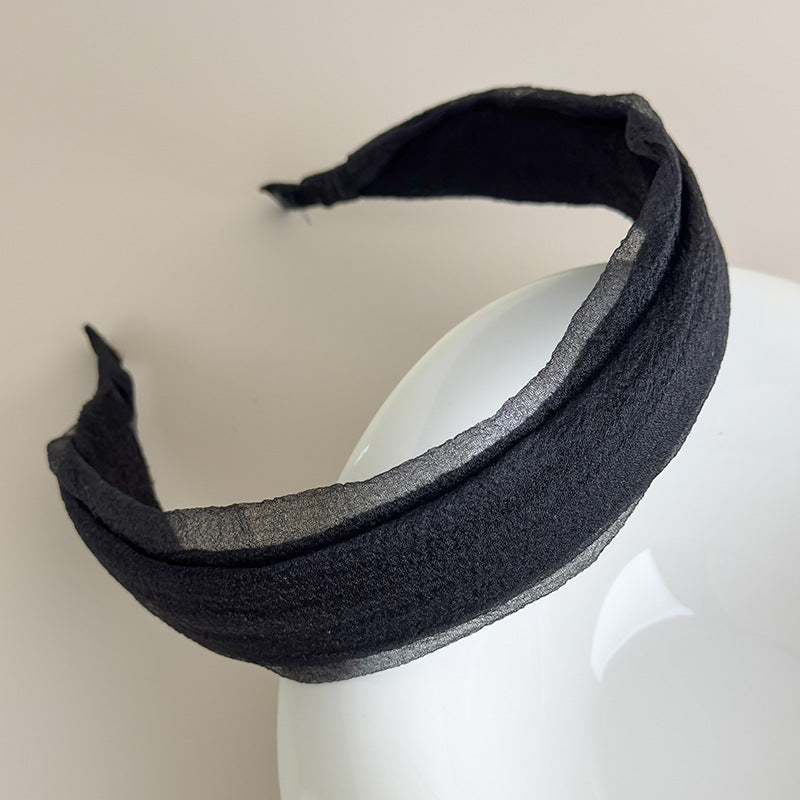 E廠-春夏氛圍感娟紗寬邊髮箍女日常外戴高顱頂洗臉頭箍布藝壓髮卡頭飾「27047」25.06-2