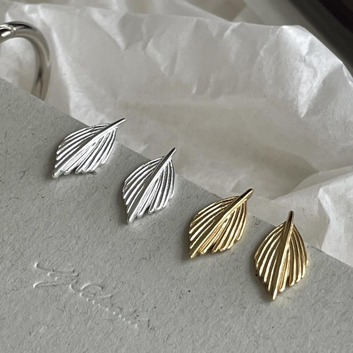 F廠-韓國韓版925純銀葉子耳釘簡約氣質百搭ins風耳飾「C1389」25.04-4