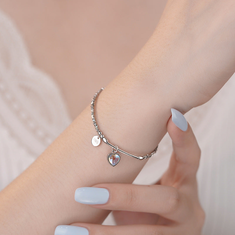D廠-S925純銀幻彩愛心手鍊夏季清新高級設計韓風韓版溫柔手飾「YC4363SL_1」25.08-4