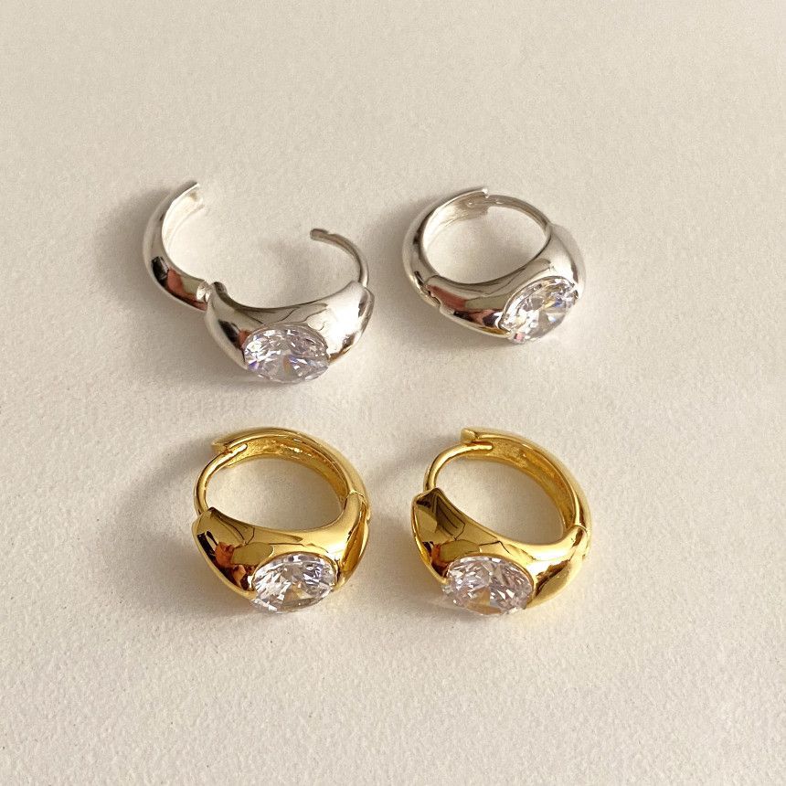 F廠-韓國韓版925純銀鋯石耳扣耳環簡約氣質百搭ins風耳飾「C1337」25.05-1