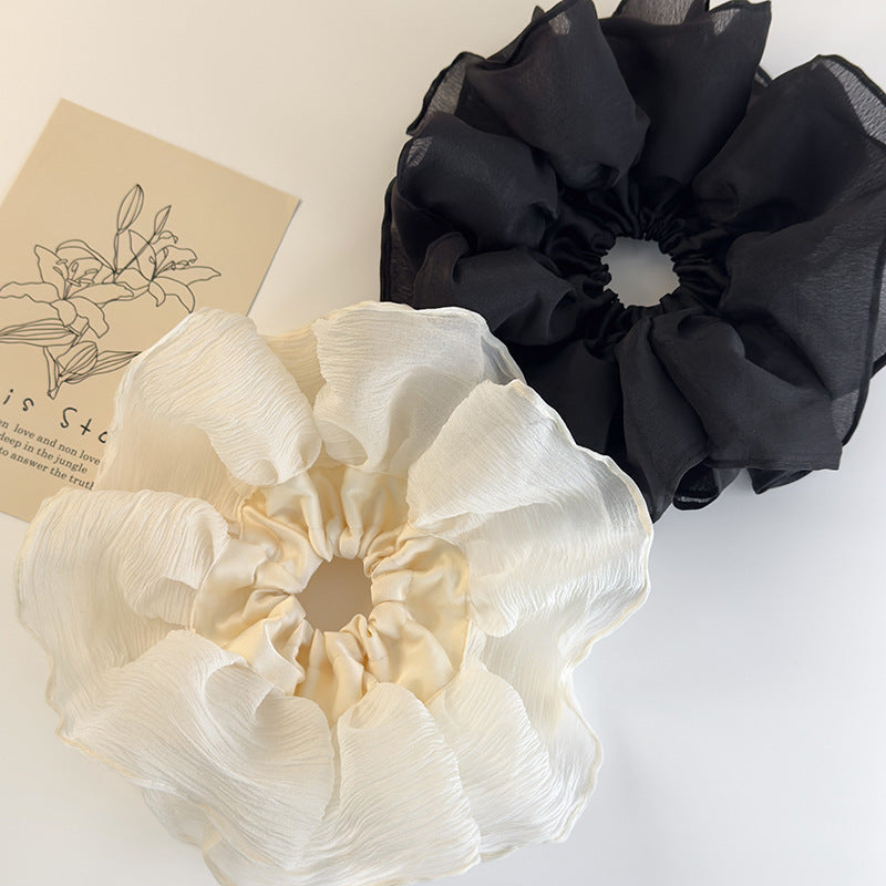 E廠-仙氣超大號花邊大腸髮圈2025新款頭繩髮繩頭花女高級感扎馬尾髮飾「26651」25.06-3