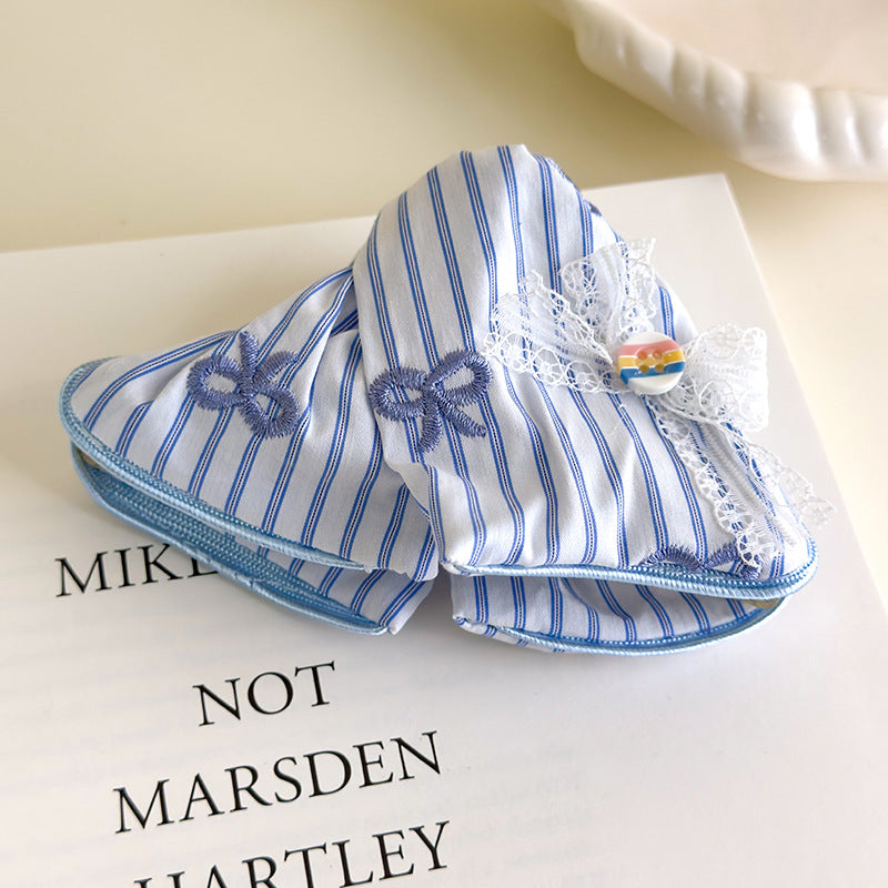 E廠-韓系甜美條紋小熊蝴蝶結三角抓夾大號髮量大2025新款後腦勺鯊魚夾「27170」25.07-1