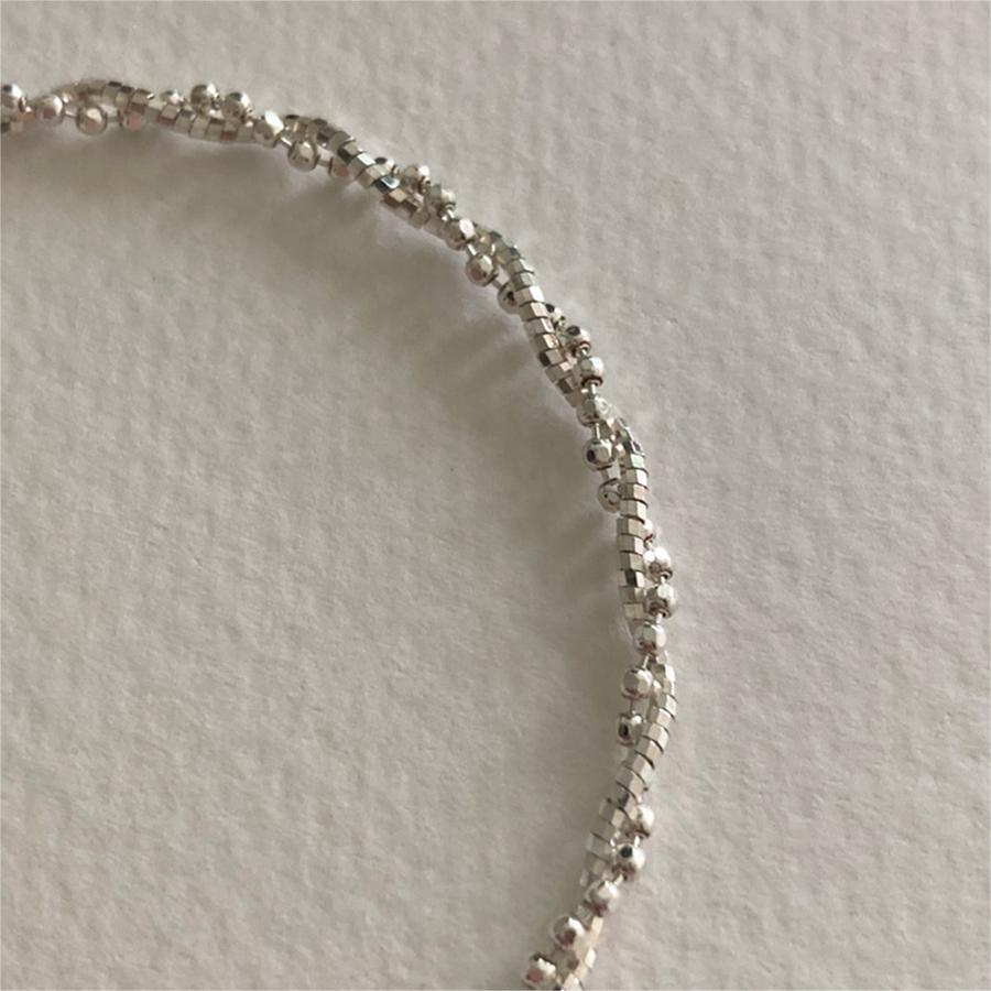 F廠-韓國韓版925純銀碎銀切面圓珠手鍊簡約小眾細線條手鍊手飾「A355」25.08-2