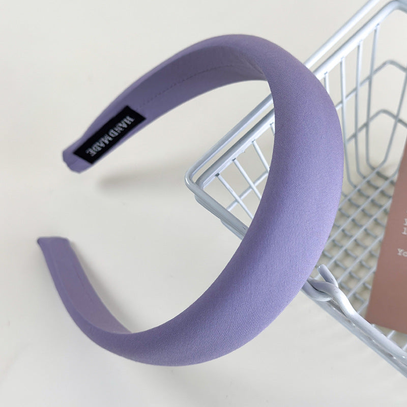 E廠-仙女紫~紫色格子純色髮箍女2025新款外出百搭高顱頂洋氣髮卡頭箍「26883」25.05-1