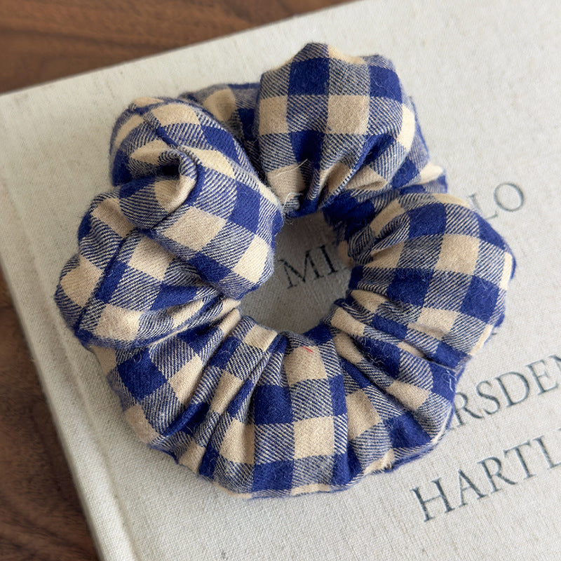 E廠-趙露思同款慵懶黑白格子充棉大腸髮圈頭繩髮飾頭花扎馬尾皮筋髮繩「27154」25.07-1