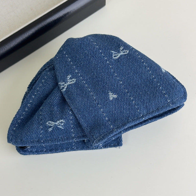 E廠-韓系牛仔蝴蝶結三角抓夾飽滿後腦勺盤髮夾夏日氛圍感髮量多鯊魚夾「27126」25.06-4