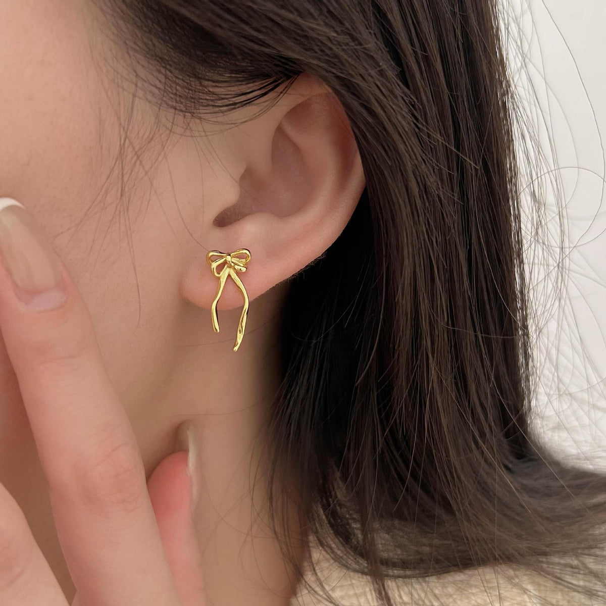 F廠-韓國韓版925純銀蝴蝶結耳釘耳環簡約氣質百搭ins風耳飾「C1296」25.04-4