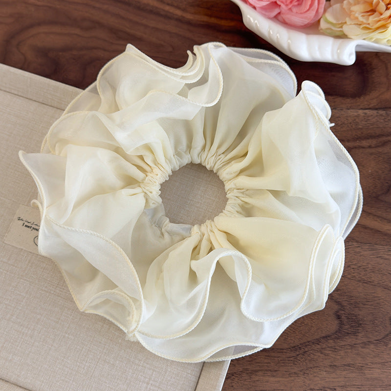 E廠-甜美加大號雙層雪紡網紗大腸髮圈女扎頭髮丸子頭髮繩側低馬尾頭繩「26893」25.05-1