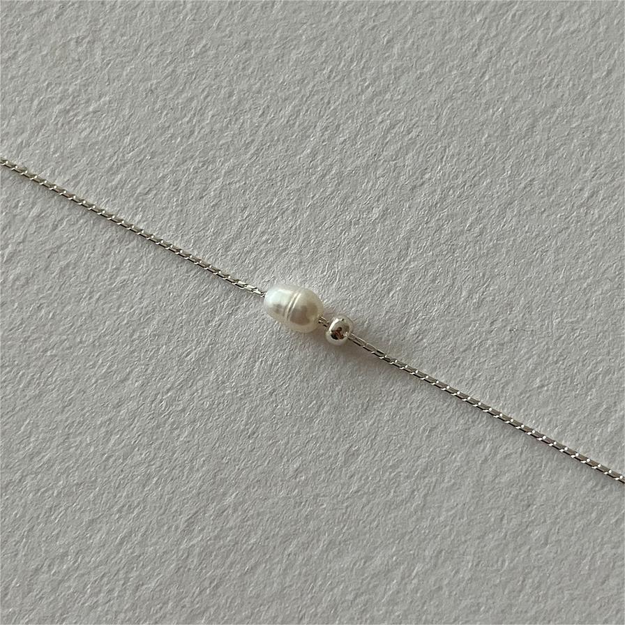 F廠-韓國韓版925純銀珍珠銀珠項鍊簡約時尚百搭ins網紅項鍊「B1138」25.09-2