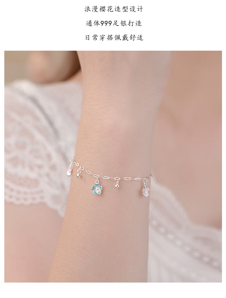 D廠-S999足銀新中式花朵手鍊女文藝氣質小眾日常通勤手飾批發「YC5012SL_2」25.08-5