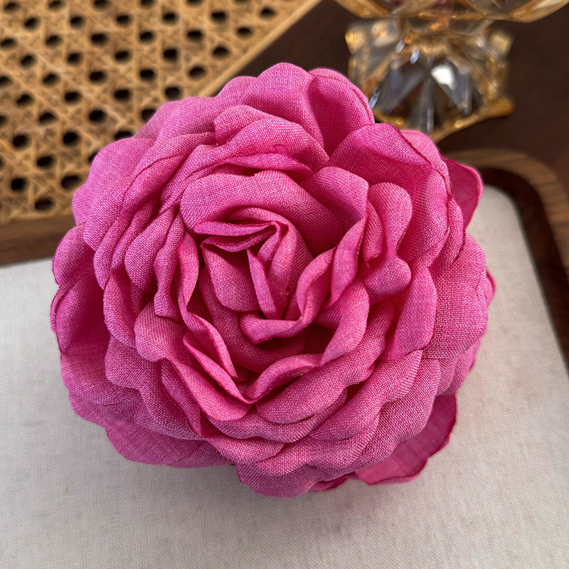 E廠-2025年新款紅色花朵抓夾頭飾乾枯玫瑰花髮夾頭花髮飾大號紅花女「24871」25.06-3