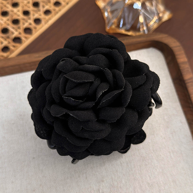 E廠-2025年新款紅色花朵抓夾頭飾乾枯玫瑰花髮夾頭花髮飾大號紅花女「24871」25.06-3