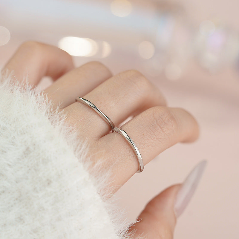 D廠-S999足銀S925純銀光面釘砂戒指簡約幾何高級小眾情侶對戒「YC4443R_1」25.04-4