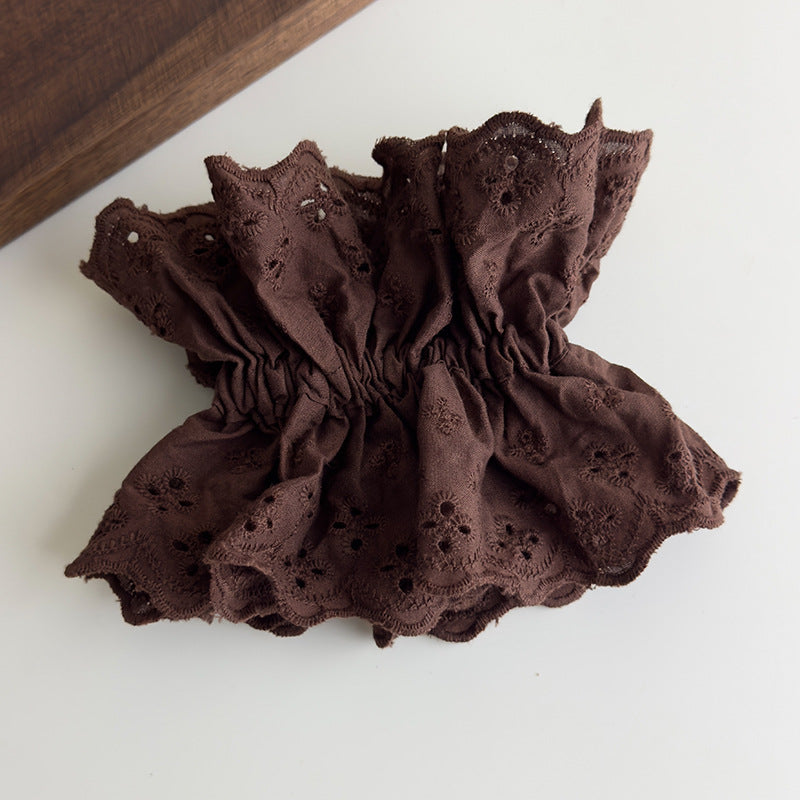 E廠-趙露思同款白色紅色蕾絲大腸髮圈女韓系高級感頭繩頭花髮飾頭飾「27091」25.06-3