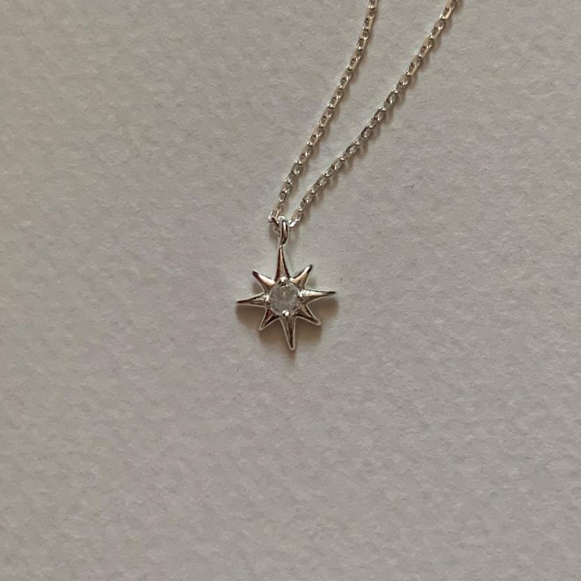 F廠-韓國韓版925純銀八芒星鋯石項鍊簡約氣質ins小紅書項鍊「B1320」24.09-1