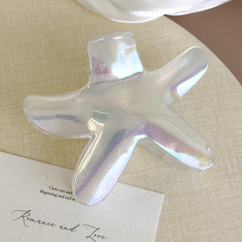 E廠-韓版個性甜美百搭大號彩色海星雞蛋花抓夾度假風簡約花朵鯊魚夾女「27045」25.06-1