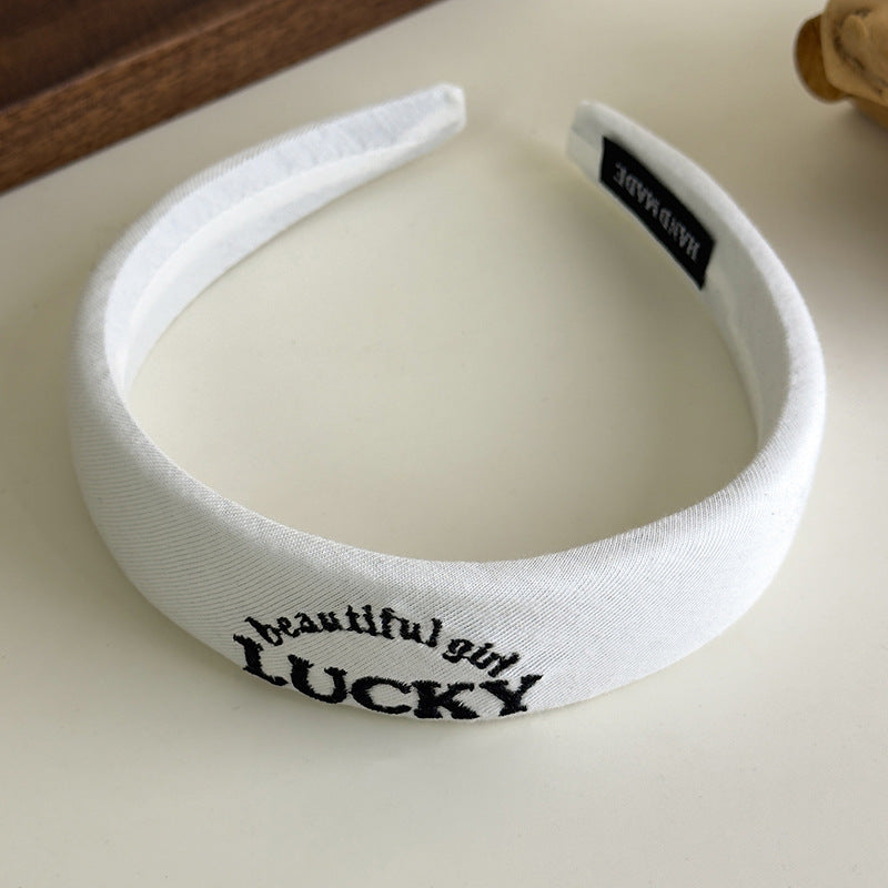 E廠-韓國網紅同款髮箍女布藝高顱頂刺繡字母髮箍髮卡百搭簡約頭箍髮飾「27082」25.06-3