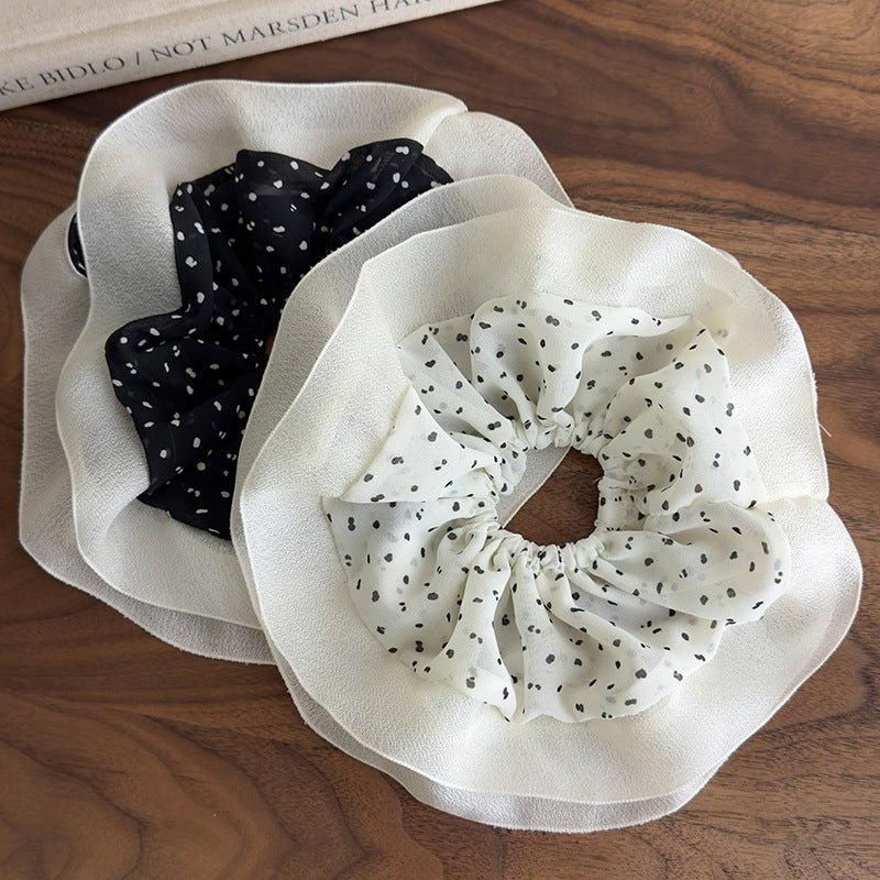 E廠-雪紡大腸髮圈超大號波點2025新款紮頭髮丸子頭高級感氣質頭花法式「27037」25.05-5