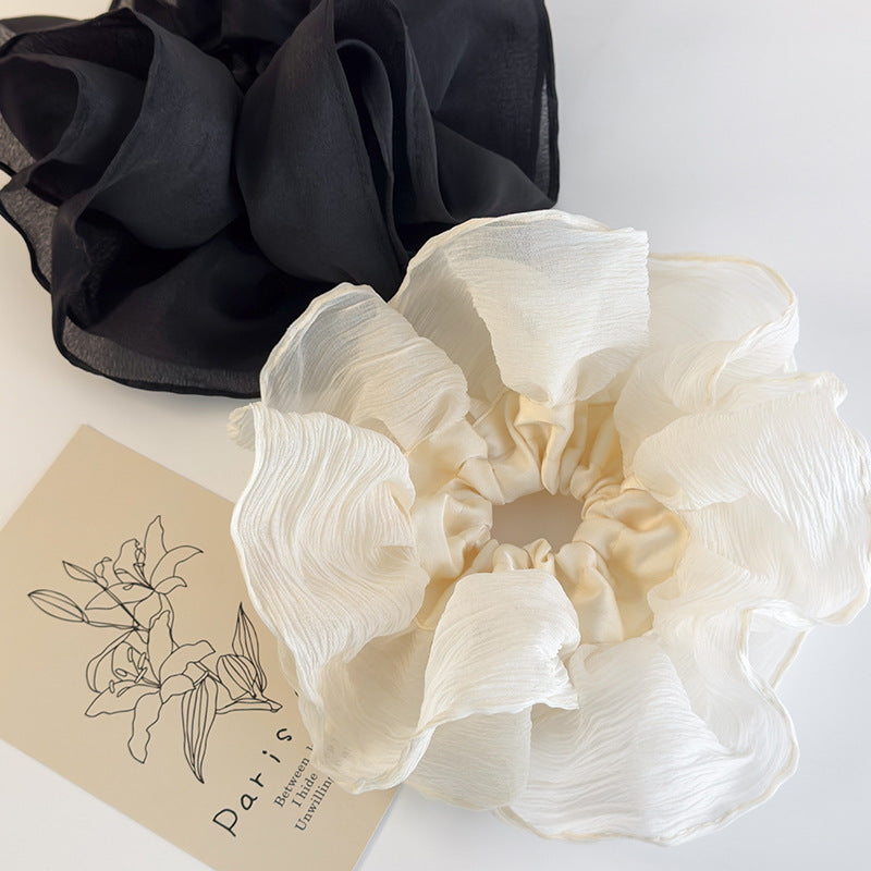 E廠-仙氣超大號花邊大腸髮圈2025新款頭繩髮繩頭花女高級感扎馬尾髮飾「26651」25.06-3