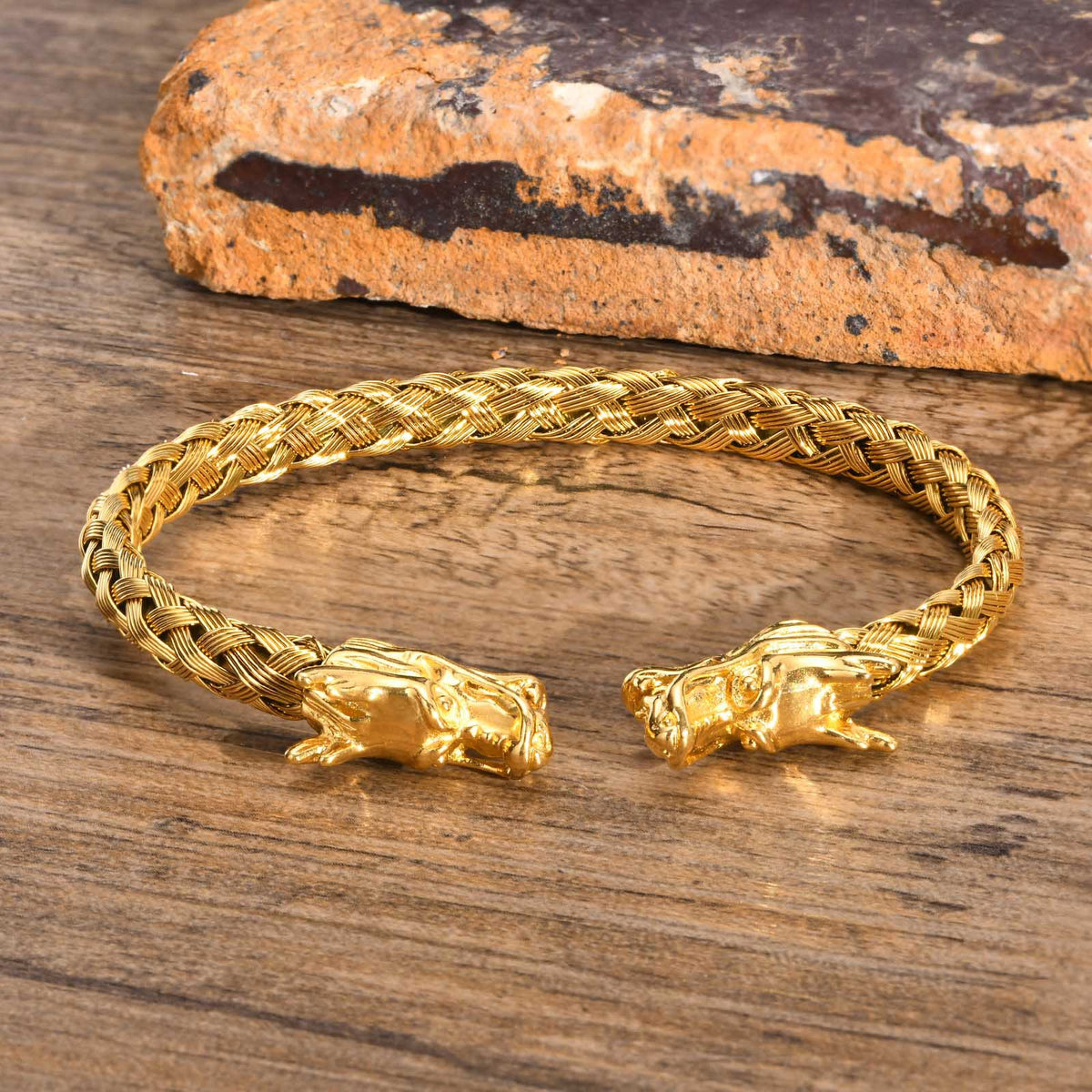 G廠-鈦鋼跨境飾品 男士潮流嘻哈酷手環不鏽鋼編織龍頭開口手鐲「B-444」25.07-2