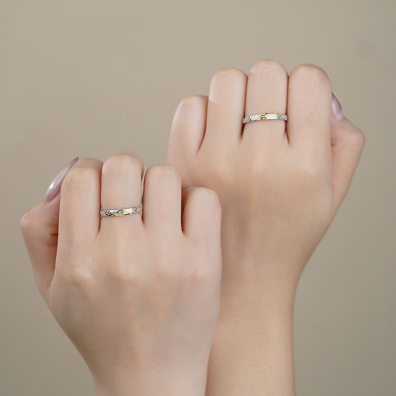 D廠-S999足銀肌理感情侶對戒小眾簡約質感幾何輕奢手飾「YC4842R_1」25.05-1