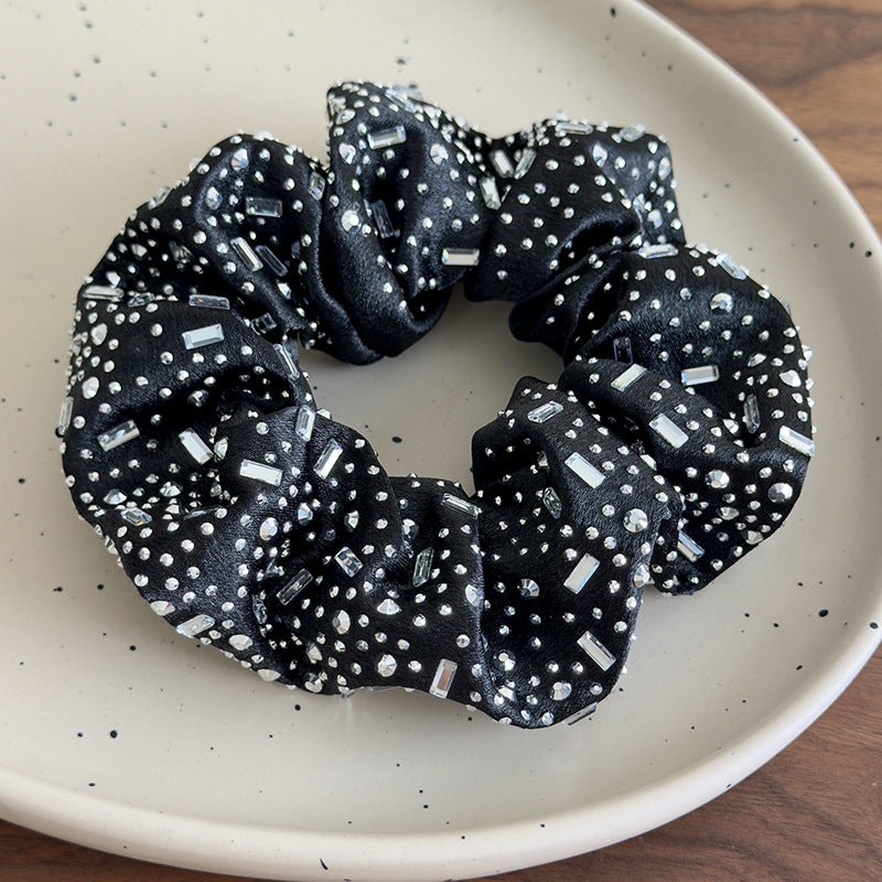 E廠-高級感水鑽大腸圈髮圈扎頭髮馬尾頭繩丸子頭皮筋寬邊水鑽髮箍髮飾「27061」25.06-2