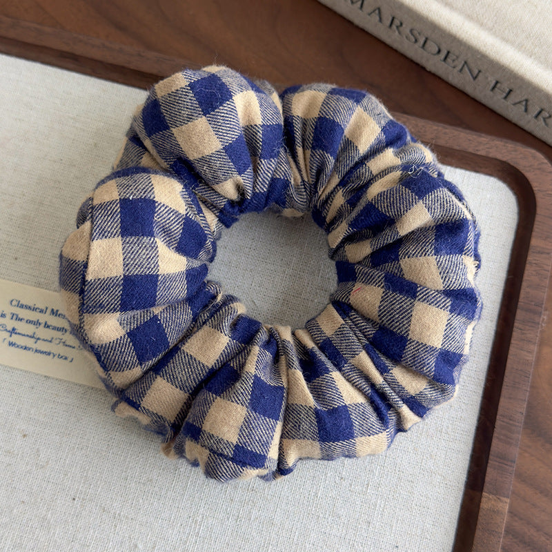 E廠-趙露思同款慵懶黑白格子充棉大腸髮圈頭繩髮飾頭花扎馬尾皮筋髮繩「27154」25.07-1