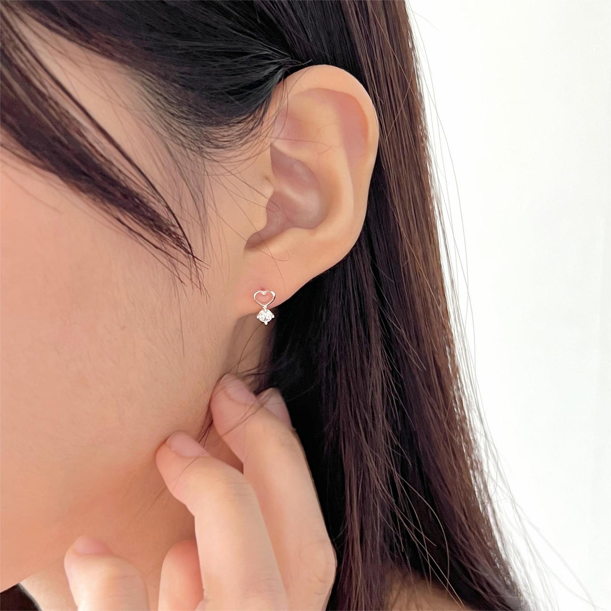 F廠-韓國韓版925純銀愛心鋯石耳釘簡約冷淡風氣質ins風耳飾「C1229」25.08-2
