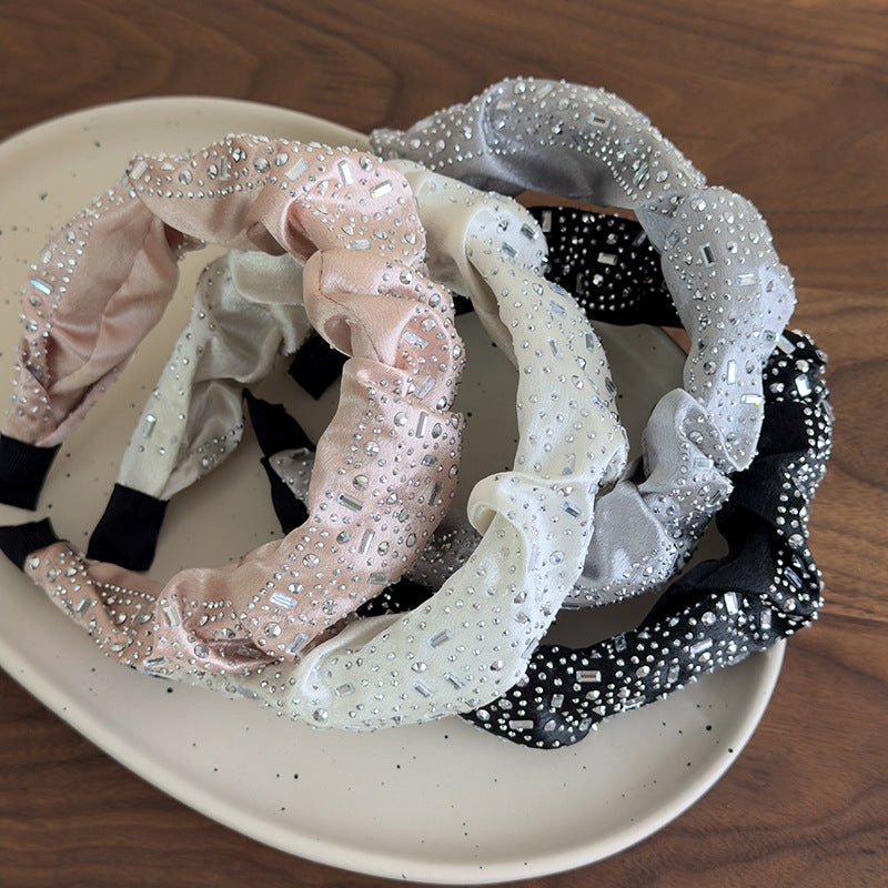 E廠-高級感水鑽大腸圈髮圈扎頭髮馬尾頭繩丸子頭皮筋寬邊水鑽髮箍髮飾「27061」25.06-2