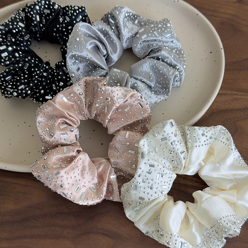 E廠-高級感水鑽大腸圈髮圈扎頭髮馬尾頭繩丸子頭皮筋寬邊水鑽髮箍髮飾「27061」25.06-2