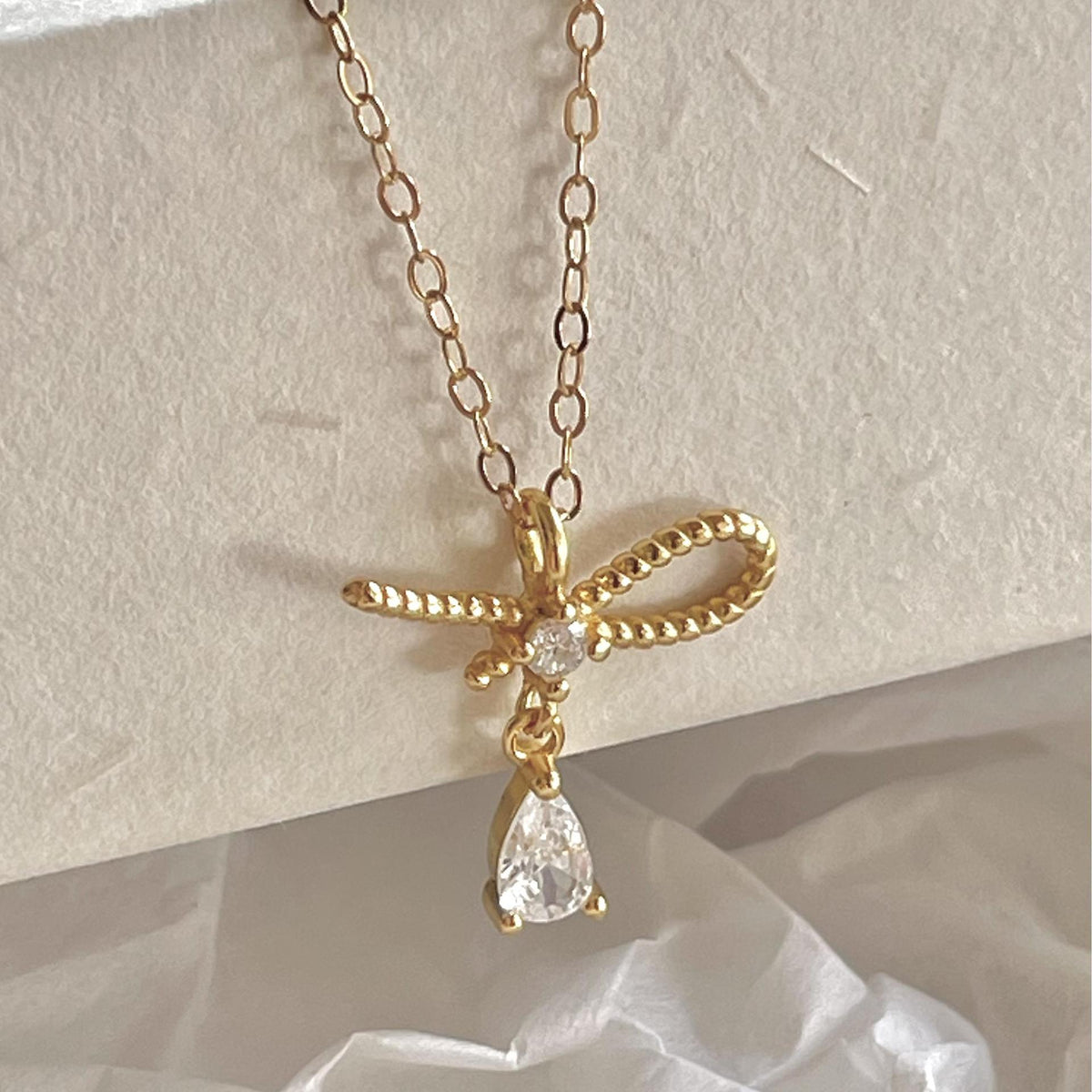 F廠-韓國韓版925純銀蝴蝶結鋯石項鍊氣質ins百搭小紅書項鍊「B1331」25.08-1