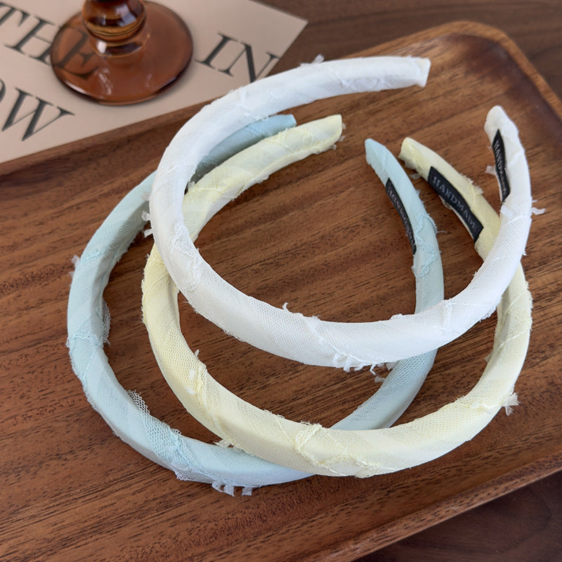 E廠-簡約糖果色百搭髮卡頭箍彩色網紗條紋布藝髮箍網紅壓髮髮卡飾品女「26873A」25.05-1