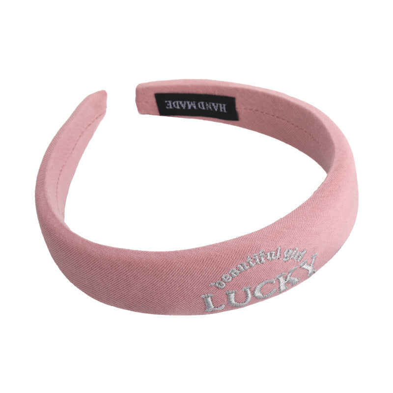 E廠-韓國網紅同款髮箍女布藝高顱頂刺繡字母髮箍髮卡百搭簡約頭箍髮飾「27082」25.06-3