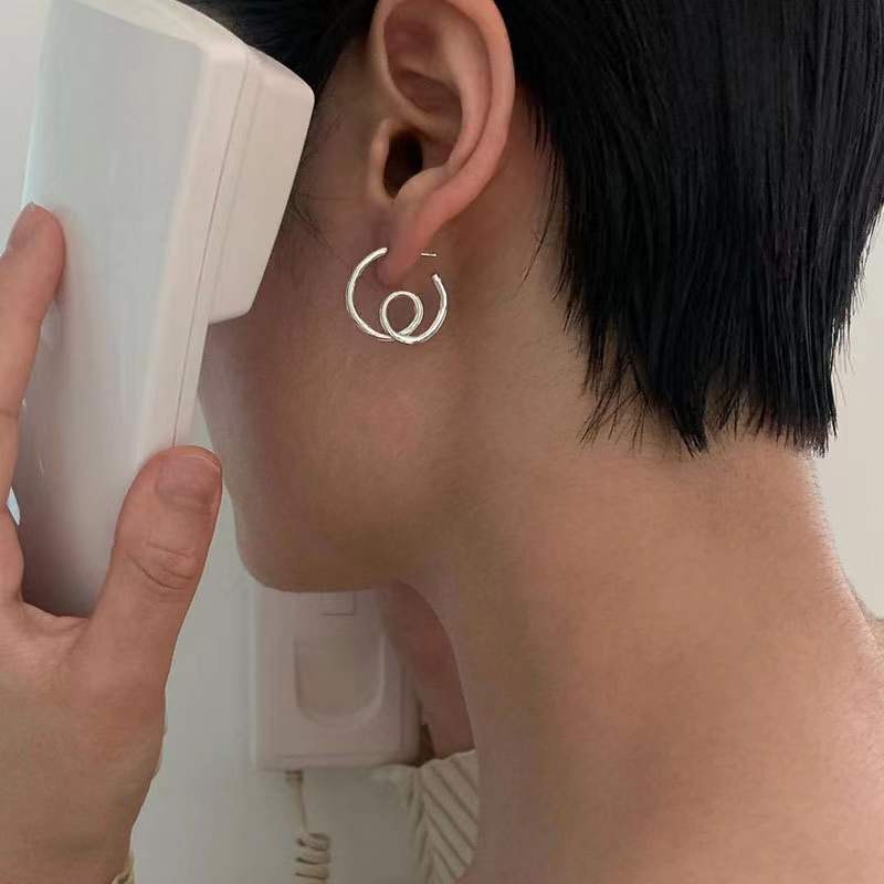 F廠-韓國韓版925純銀耳釘韓風INS極簡波紋耳環耳扣銀耳釘女「C899」25.07-1