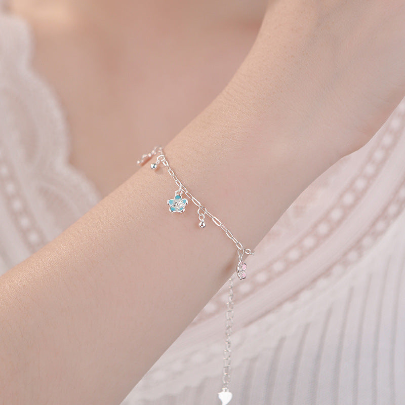 D廠-S999足銀新中式花朵手鍊女文藝氣質小眾日常通勤手飾批發「YC5012SL_2」25.08-5