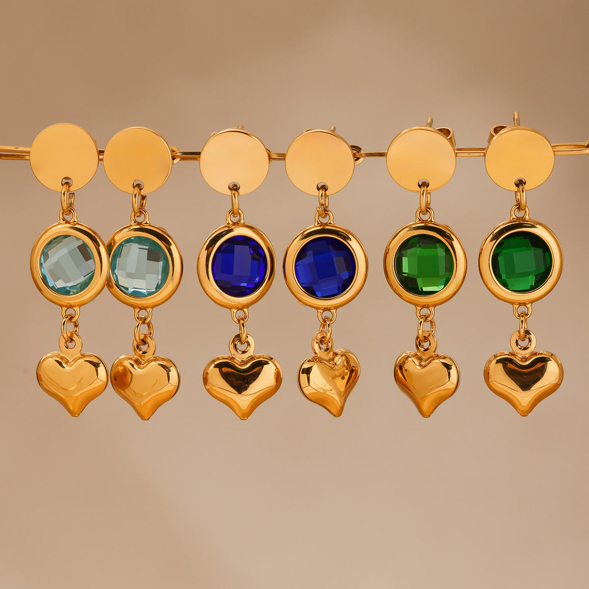 B廠-歐美新款捷克玻璃愛心流蘇耳環時尚氣質不鏽鋼18K真金耳飾「TXF284」25.06-3