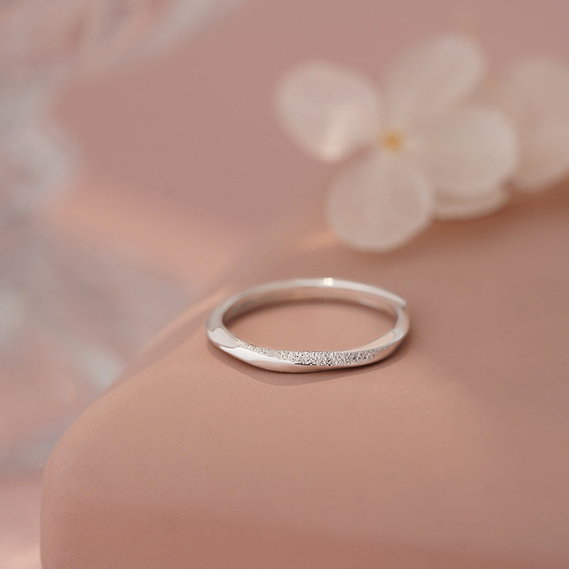 D廠-S999足銀S925純銀光面釘砂戒指簡約幾何高級小眾情侶對戒「YC4443R_1」25.04-4