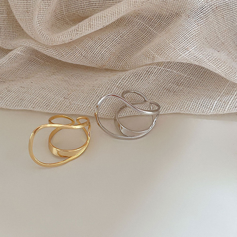 F廠-跨境歐美韓國雙層925純銀橢圓戒指簡約輕奢朋克指環戒指批發代發「J1433」25.09-1