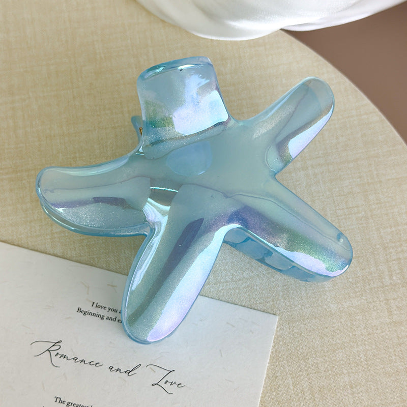 E廠-韓版個性甜美百搭大號彩色海星雞蛋花抓夾度假風簡約花朵鯊魚夾女「27045」25.06-1