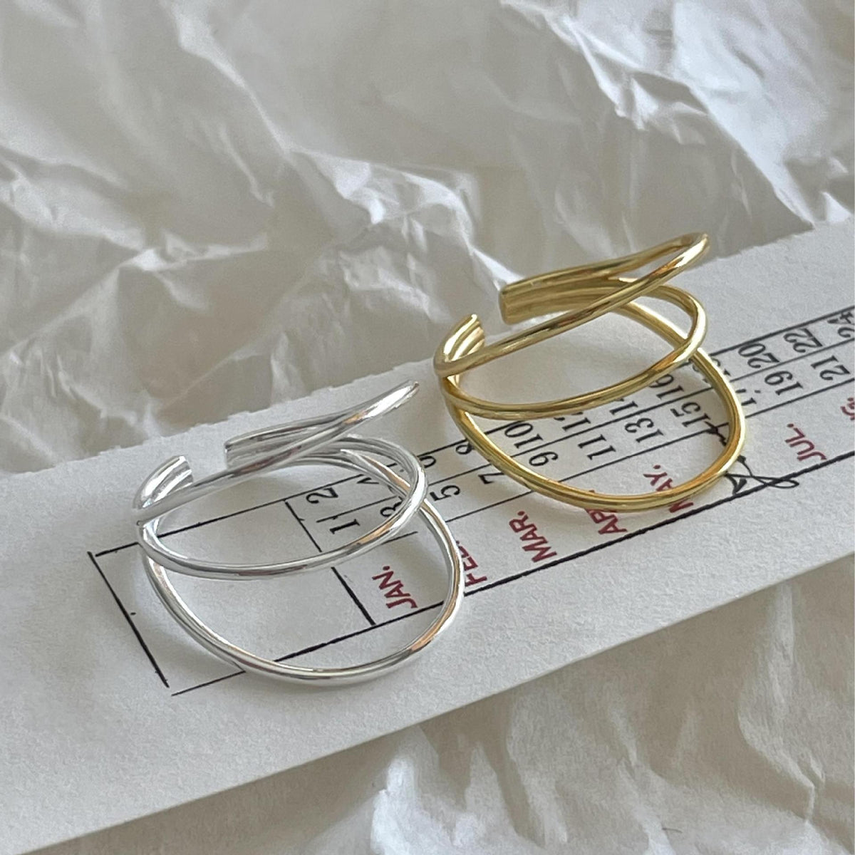 F廠-韓國韓版925純銀三線戒指簡約氣質百搭ins風開口戒指「J2113」25.04-4